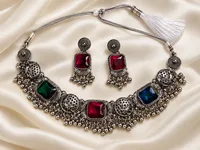 Ornate Oxidized Silver Jewelry Set-4
