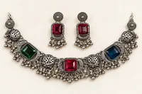Ornate Oxidized Silver Jewelry Set-1